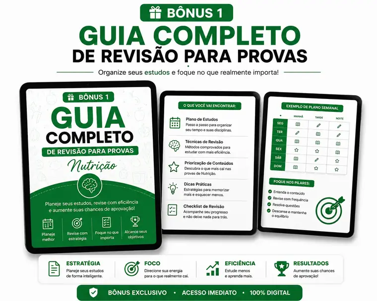 Mockup do Guia Completo de Revisão para Provas