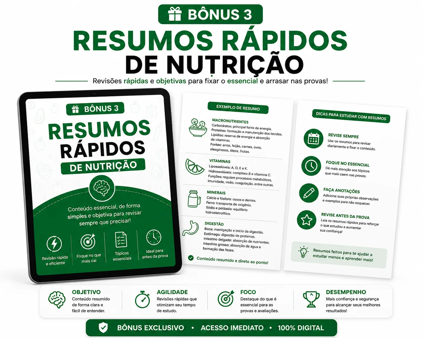 Mockup do Resumos Rápidos de Nutrição