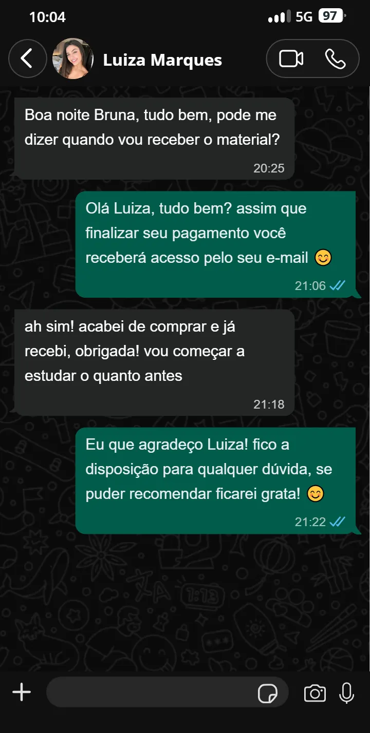 Depoimento de Luiza Marques no WhatsApp