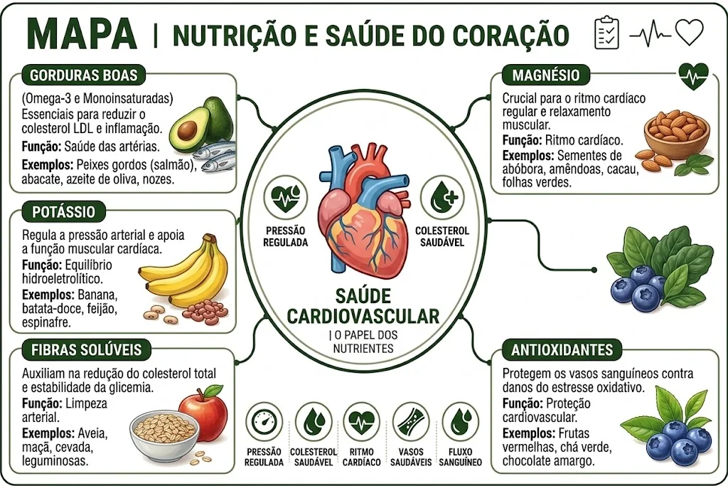 Mapa mental de Nutrição e Saúde do Coração