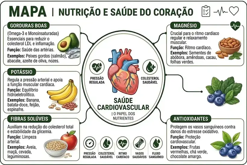 Mapa mental de Nutrição e Saúde do Coração