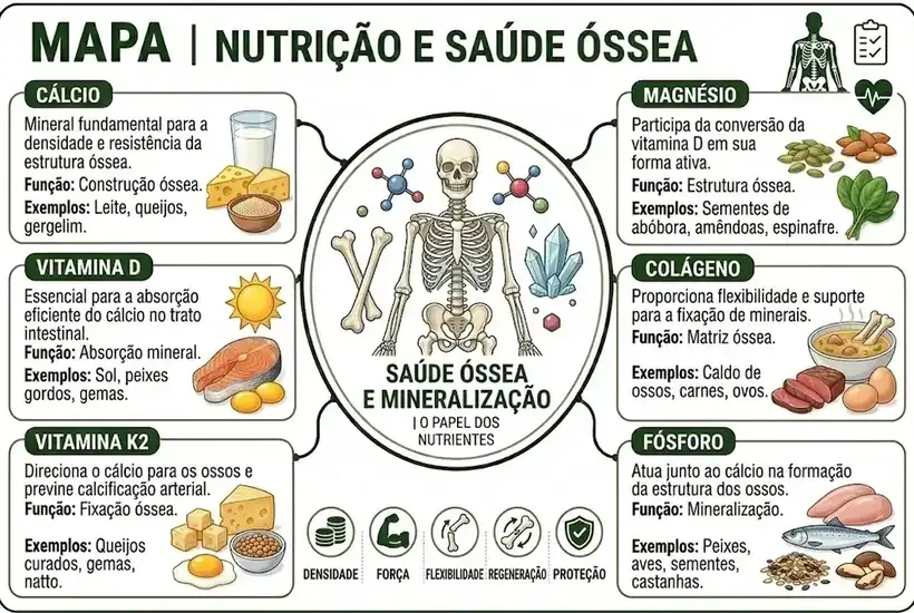 Mapa mental de Nutrição e Saúde Óssea
