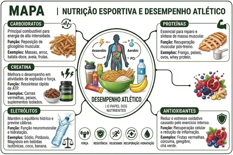 Mapa mental de Nutrição Esportiva e Desempenho
